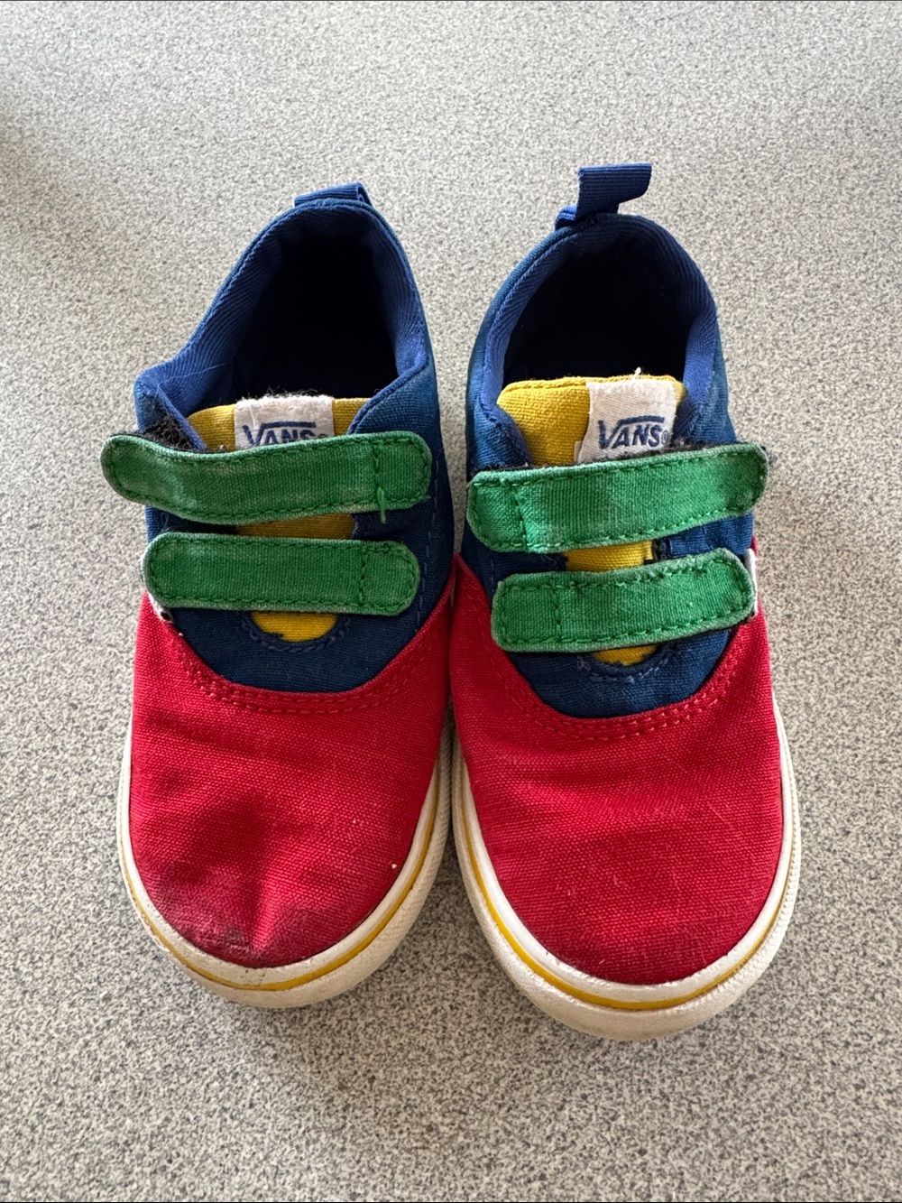 Vans Kids Red, Blue, Green & Yellow Canvas Hook-and-Loop Sneakers